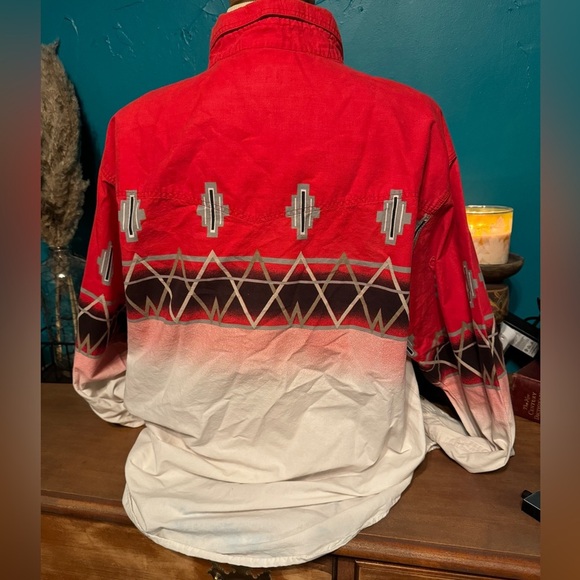 Express Rider Shirt Mens Pearl Snap Southwest Aztec - Picture 4 of 5